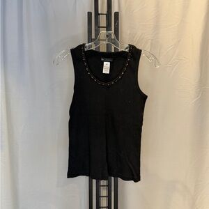 Elegant Black Beaded Women's‎ Tank Top